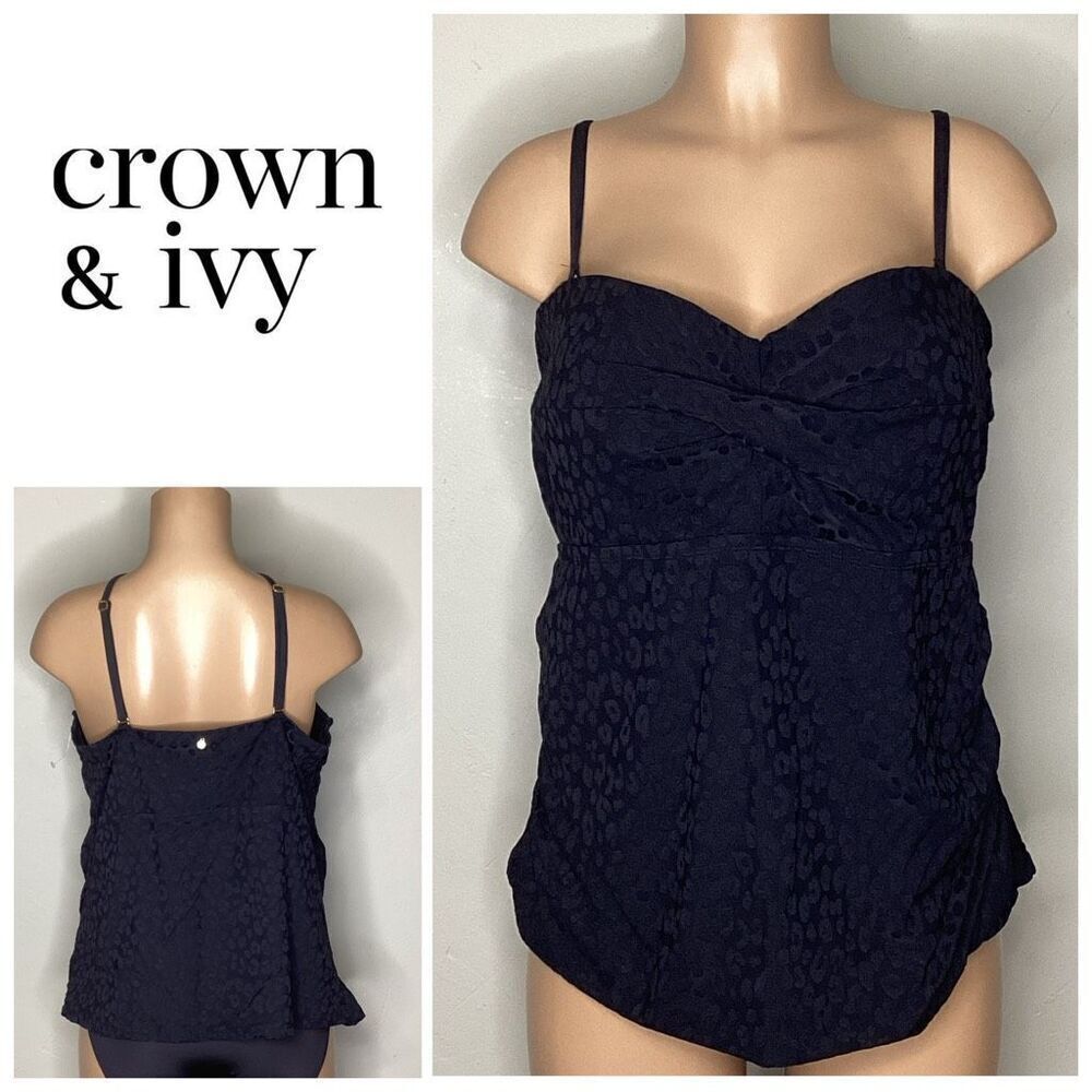 New. Crown & Ivy black tankini top. XXL. Retails $79